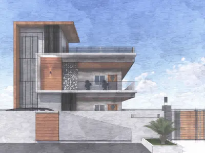 Modern Elevation Design - 1 Low-poly 3D model