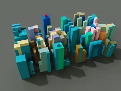 Tiny Modern Voxel City 3D model