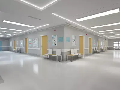Hospital Corridor and Furniture 3D model