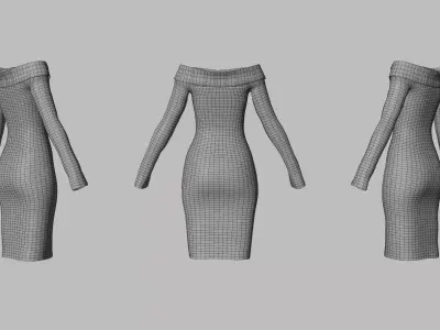 Dress 11 Very Light Blue Low-poly 3D model