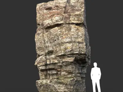 Low poly Layered Cliff Rock Low-poly 3D model