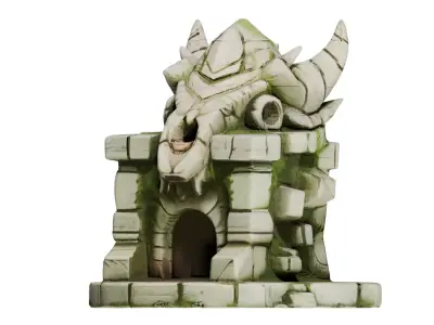Stylized Ancient Skull Temple  Game Ready 3D Model Low-poly 3D model