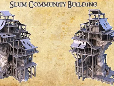 Slum Community Building Tabletop Terrain 28MM 3D print model 3D print model
