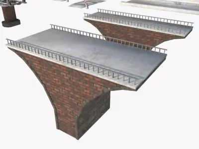 a set of railway bridges Low-poly 3D model