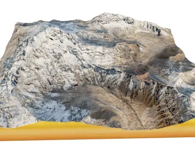 Aconcagua Mountain 3d model terrain 3D model