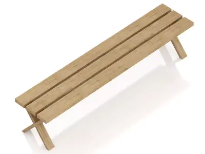 Simple Wooden Bench 3D model