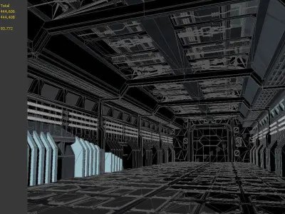 Space stations passages sci-fi scenarios corridors labs 3D model
