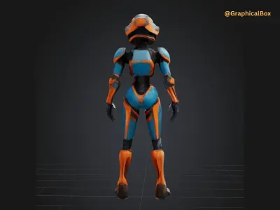 3D Female Astronaut Robot Model  3D model