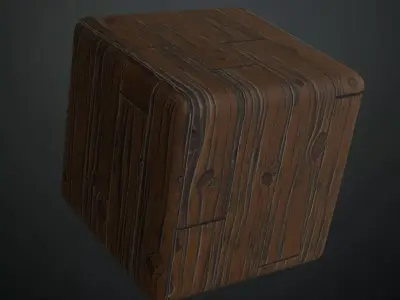 Stylized Dark Hand-Painted Wood Planks PBR Texture
