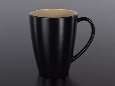 Latte Ceramic Mug with 10 Inside Color Variations Low-poly 3D model