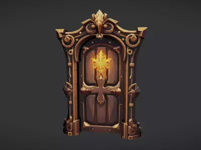 ornate wooden door 3D model