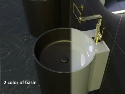 bathroom 1 with two sinks and mirrors 3D model