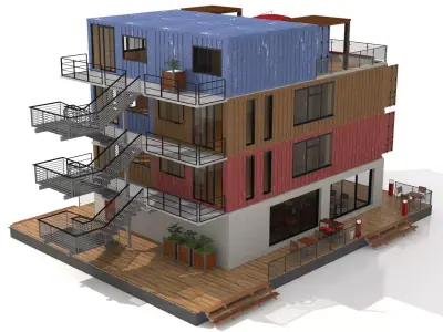 Container Residential Apartment Building 3D model