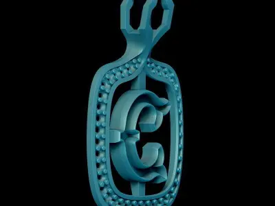 C Letter pendant  3D print model purchase