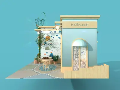 Cute Coffee Shop Diorama 3D model