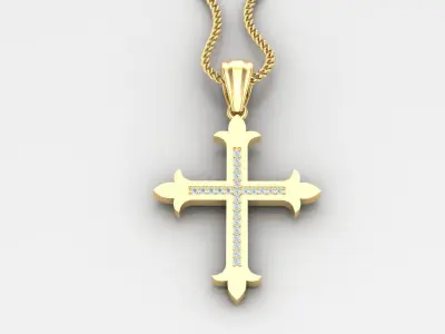 High Cross Pendant Light Gold 18K 4CP090 3D print model