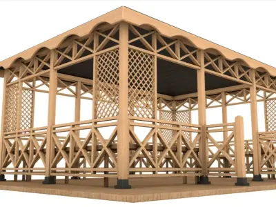 Wooden Gazebo 3D model buy