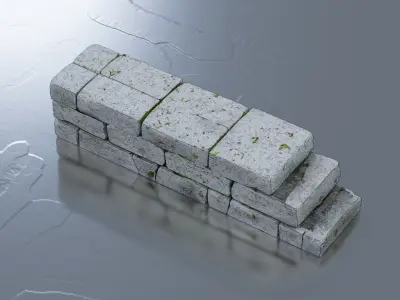 Old stone wall Low-poly 3D model