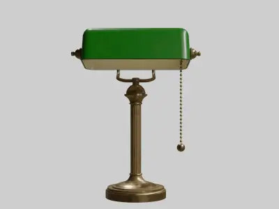 Bankers table Lamp with pbr textures Low-poly 3D model