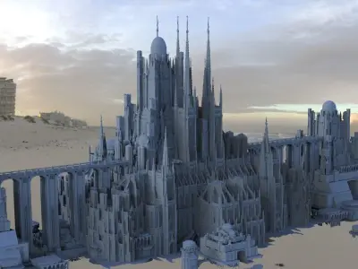 Bloodborne inspired Cathedral City  huge 3D model
