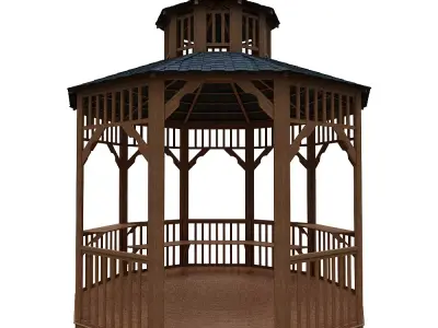 wooden pargola and pargola 3D model Low-poly 3D model