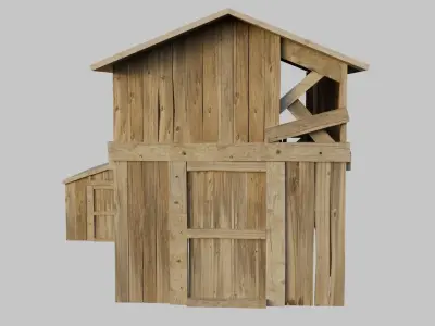 Old Wooden Farmhouse Low poly 3D Model Low-poly 3D model