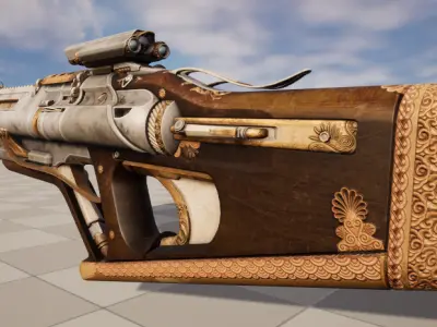 steampunk tri shot assault rifle Low-poly 3D model
