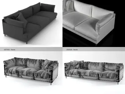 Chemise four different sofas 3D model