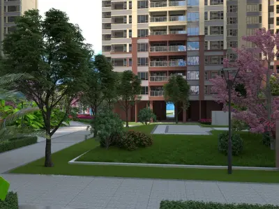 Landscape animation in gardens 3D model