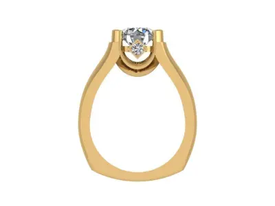 Ring086 gold engagement ring with diamond 3D print model
