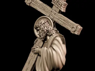 Jesus with cross sculpture 3D print model