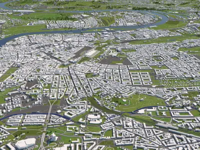 Prague Czech Republic 50x50km 3D City Map 3D model