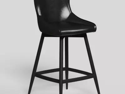 Black Bar Stool high detail leather Swivel Low-poly 3D model