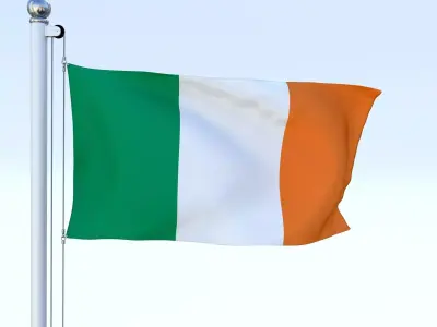 Animated Ireland Flag Low-poly 3D model