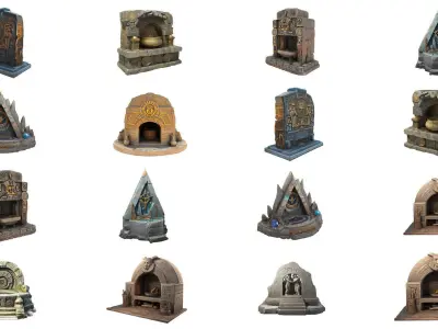 stone altars 32 items 3D Model Pack