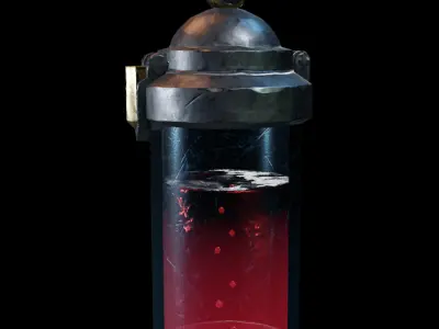 Red Alchemical Capsule Stylized Sci-Fi Potion Bottle Low-poly 3D model