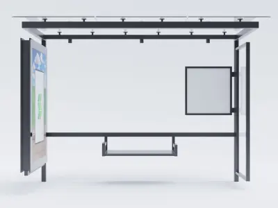 German Berlin Modern Bus Stop Shelter 3D model