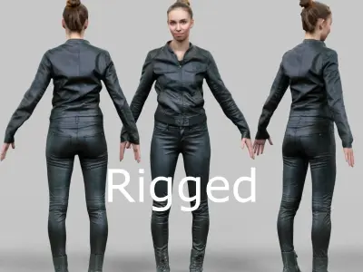 12 Rigged Female Characters Low-poly 3D model