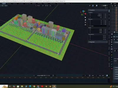 Colorful Neighborhood Layout 3D model