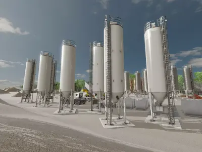 Industrial cement silo version 1 Low-poly 3D model