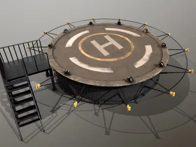 Helipad Circular Platform 3D model