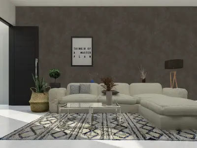 TERRACE HOUSE EXTERIOR AND INTERIOR DESIGN Low-poly 3D model