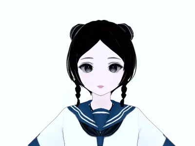 Xue Anime School Girl Low-poly 3D model