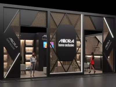 3-Modern Exhibition Booth 10x5m - 3ds Max - Corona Renderer Low-poly 3D model