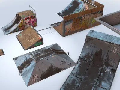 Skate Park Model PACK PBR Textures Low-poly 3D model