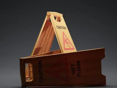 Caution Wet Floor Board Sign 3D model