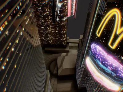 Low Poly Futuristic Sci-fi Skyscraper City Block Low-poly 3D model