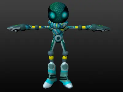 Low-Poly-Hi-Res-Mechanim alien leg Low-poly 3D model