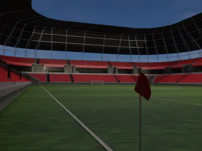 Football Stadium and Interiors Low-poly 3D model
