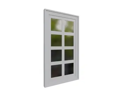 Modern Style White Wooden Window Low-poly 3D model
